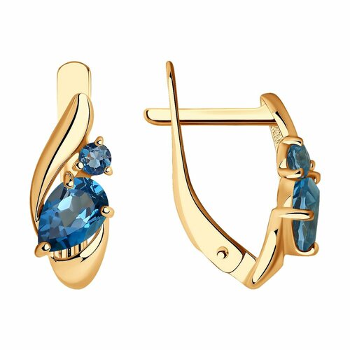 фото Серьги diamant online, красное золото, 585 проба, лондон топаз, длина 1.4 см, , голубой