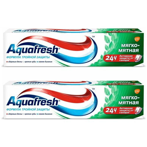 Aquafresh Зубная паста Total Care 3 мягко-мятная 100 мл, 2 шт/ зубные пасты silcamed детский набор для полости рта зубная паста со вкусом яблока голубая щетка