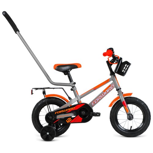 фото Детский велосипед forward meteor 12, год 2022, цвет серебристый-оранжевый