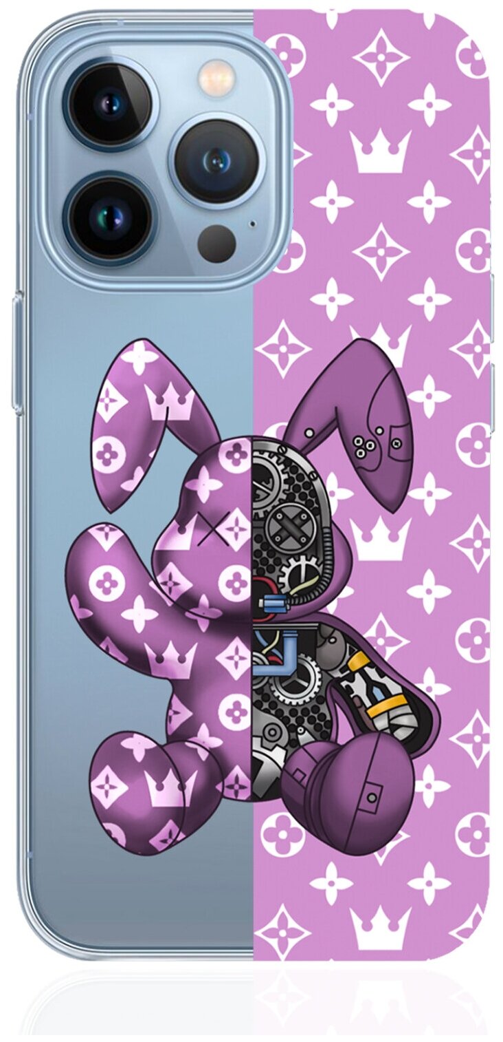 Прозрачный силиконовый чехол MustHaveCase для iPhone 13 Pro Bunny Розовый для Айфон 13 Про Противоударный