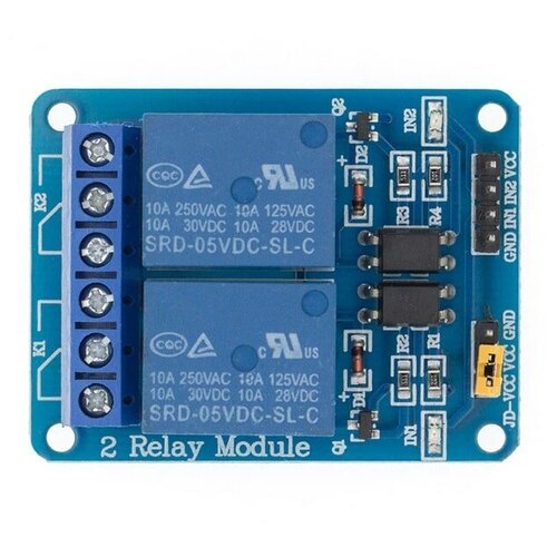 Модуль Реле HW - 482 5В, (250 В, 10А), 2 канала от Ардуино