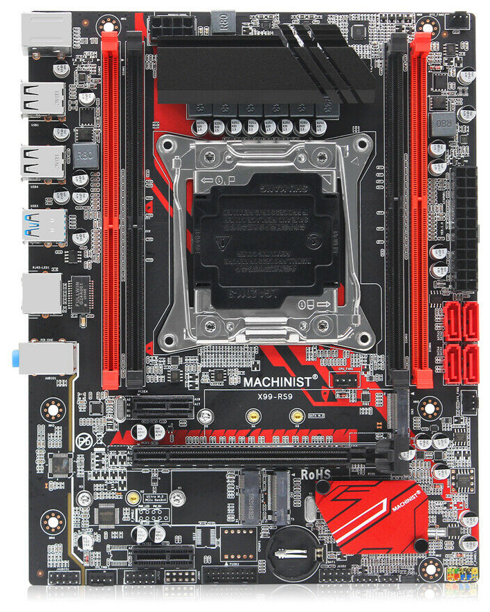 Материнская плата 2011-3 Machinist X99-RS9 (X99 B85, 4DDR4 4CH, PCI-Ex16, 2 PCI-Ex1, M2 NVME SATA Wi-Fi, USB 3.0, GBLAN, mATX)