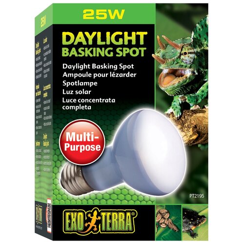 Лампа лампа ультрафиолетовая Exo Terra Daylight Basking Spot (PT2195) , 320 люмен , 25 Вт , белый ​лампа галогеновая exo terra ​basking spot дневного света широкого спектра 50 вт
