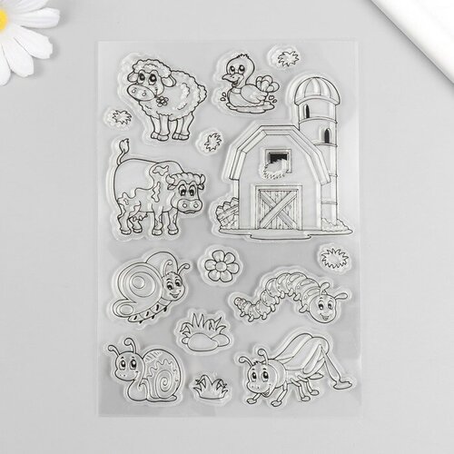 Штамп для творчества силикон Домашние животные и насекомые 16х11 см 449₽