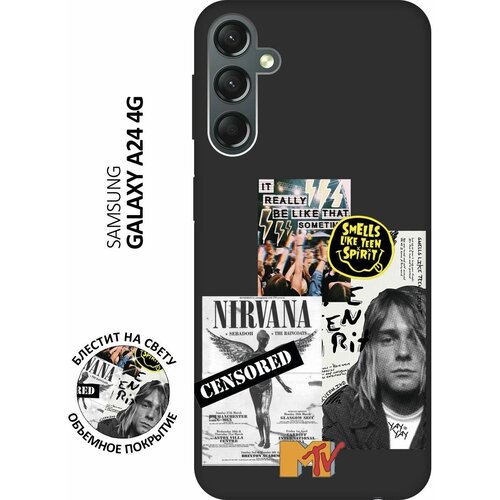 Матовый Soft Touch силиконовый чехол на Samsung Galaxy A24, Самсунг А24 с 3D принтом Nirvana черный матовый soft touch силиконовый чехол на samsung galaxy a24 самсунг а24 с 3d принтом freelance черный