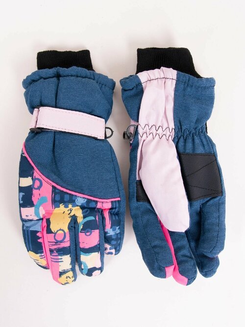 Перчатки Yo! зимние с подкладкой из флиса, размер 16, розовый, синий