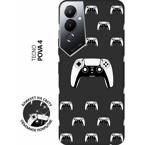 Матовый чехол Controller Pattern для Tecno Pova 4 / Техно Пова 4 с 3D эффектом черный матовый чехол tigers pattern для tecno pova 4 техно пова 4 с 3d эффектом желтый