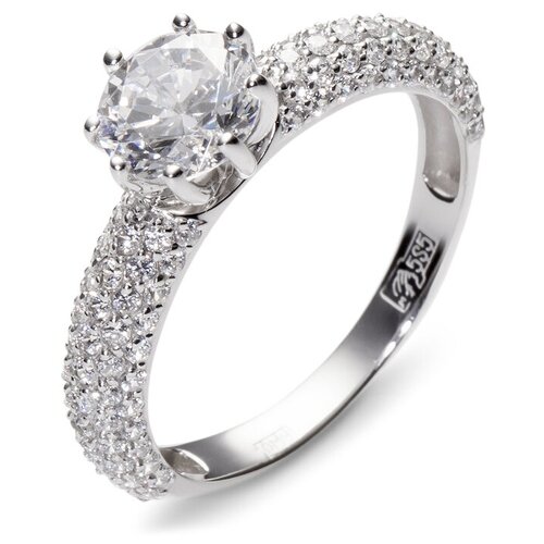 фото Эстет кольцо с 111 фианитами из белого золота 01к124877, размер 18