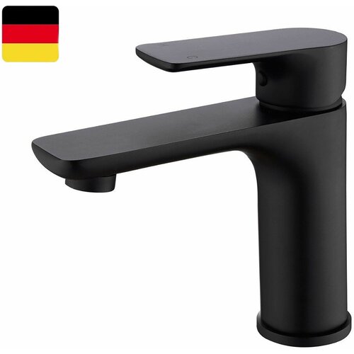 Дизайнерский смеситель для раковины в ванной, однорычажный, плоский, нержавеющая сталь, черный, матовый