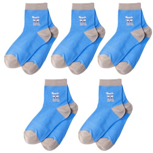 фото Комплект из 5 пар детских носков lorenzline голубо-бежевые с собачкой, размер 14-16