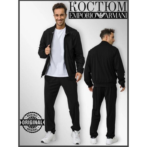 фото Костюм emporio armani, толстовка и брюки, спортивный стиль, свободный силуэт, карманы, размер m, черный