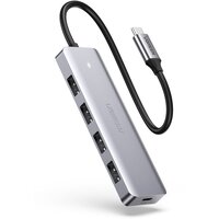 USB Хаб UGREEN CM219 (70336) 4-Port USB 3.0 Hub with USB-C Power Supply. Цвет: серый