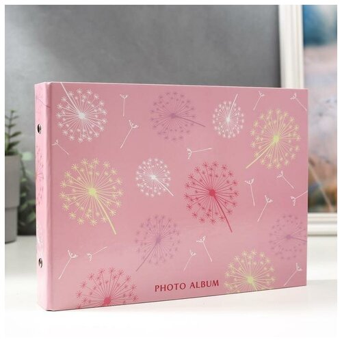 фото Фотоальбом 25 листов (уголки+кольца) "одуванчики на розовом" 27х19 см mikimarket