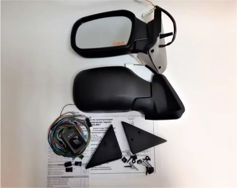 фото Комплект зеркал ВАЗ 21214 нива старого образца, электропривод обогрев с набором для подключения
