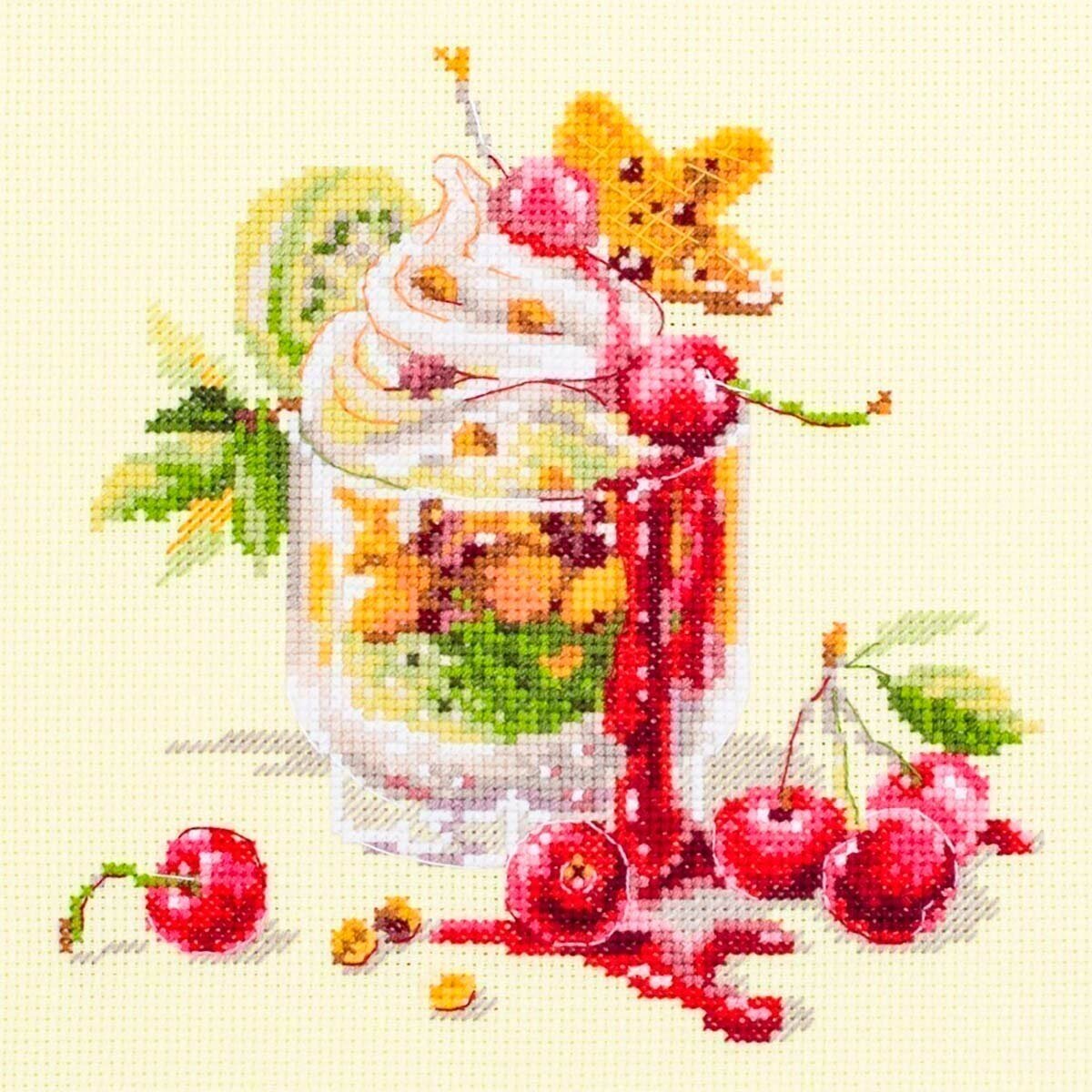 Набор для вышивания 'Вишнёвый десерт', 17х17 см, Чудесная игла
