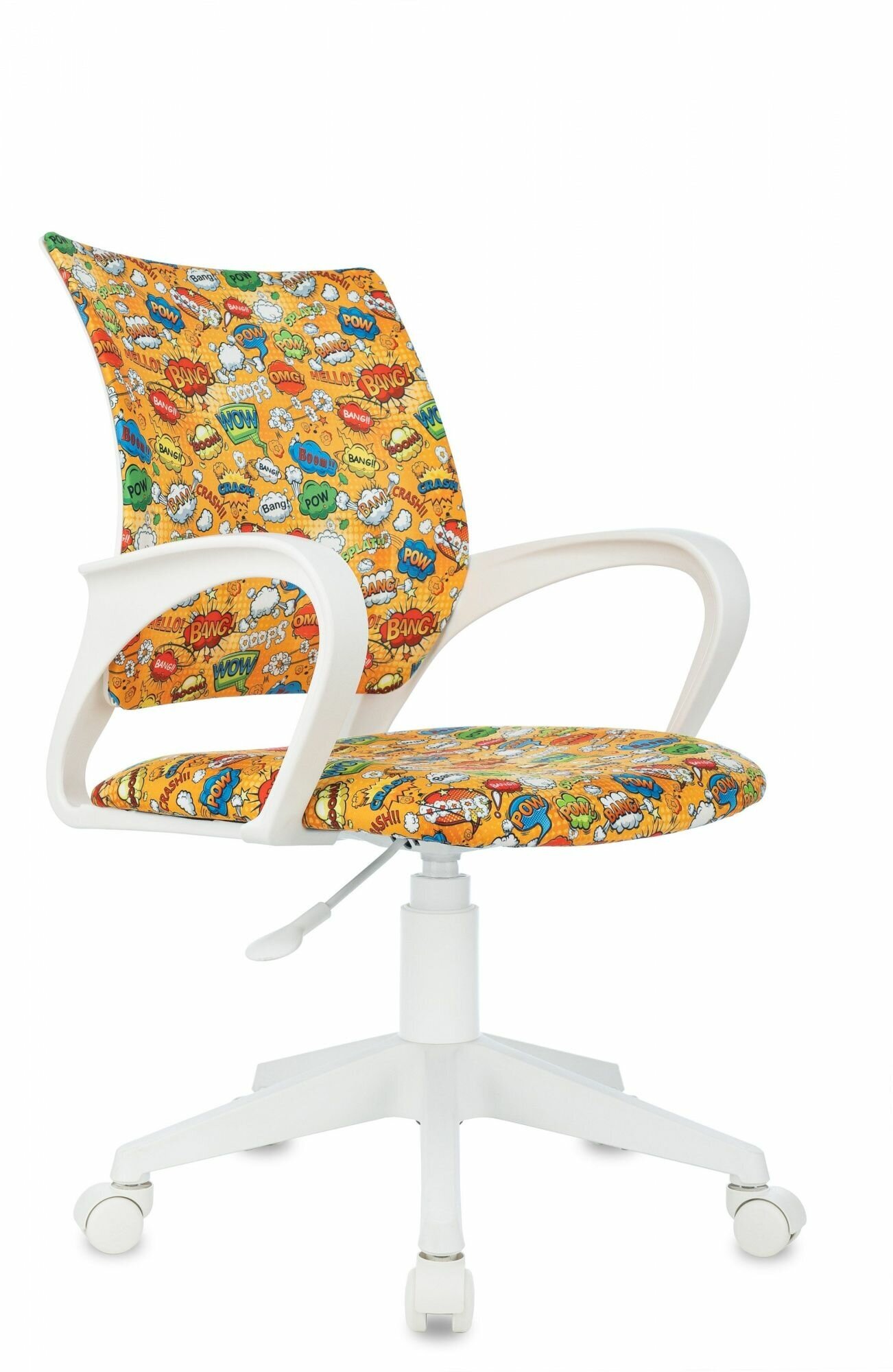 Кресло детское Бюрократ BUROKIDS 1 W, обивка: ткань, цвет: оранжевый, рисунок бэнг - фото №1