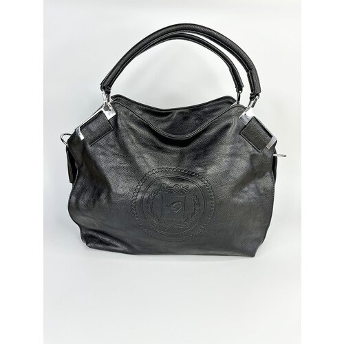 Сумка  торба  повседневная, искусственная кожа, вмещает А4, внутренний карман, регулируемый ремень, черный