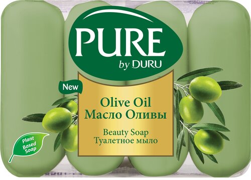 DURU Мыло кусковое Масло Оливы олива, 4 шт., 85 г