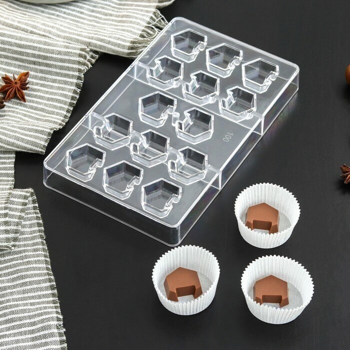 Форма для шоколада и конфет Конструктор, 14 ячеек, 20x12x2,5 см, ячейка 2,8x2,8x0,8 см