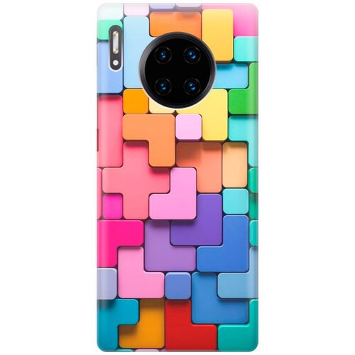 фото Ультратонкий силиконовый чехол-накладка для huawei mate 30 pro с принтом "паттерн из блоков" gosso