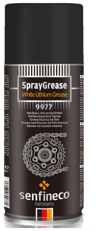 Белая синтетическая литиевая смазка Senfineco SprayGrease White lithium grease 450 мл. арт. 9977