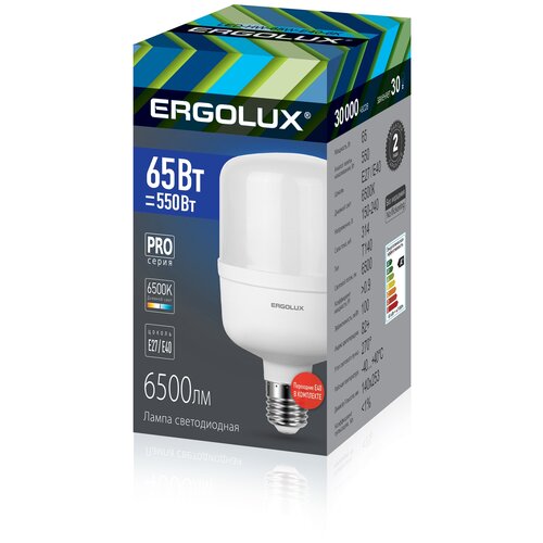 фото Светодиодная лампа ergolux led-hw-65w-e40-6k серия pro