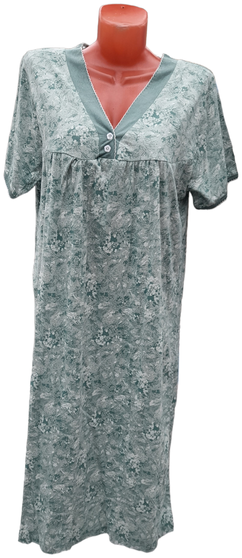 Sebo Ночная сорочка женская хлопок длинная,зеленая,58-60 - фотография № 1