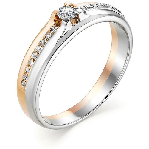 фото Алькор кольцо с 19 бриллиантами из красного золота 12887-100, размер 16.5