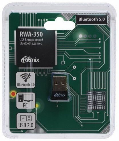 Bluetooth-адаптер RWA-350, вер 5.0, USB, чёрный