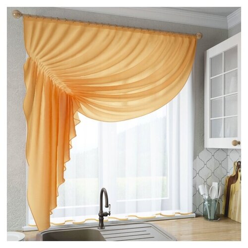 фото Шторы для кухни sola "ромео", оранжевый, левая