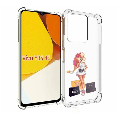Чехол MyPads модница-зайка женский для Vivo Y35 4G 2022 / Vivo Y22 задняя-панель-накладка-бампер