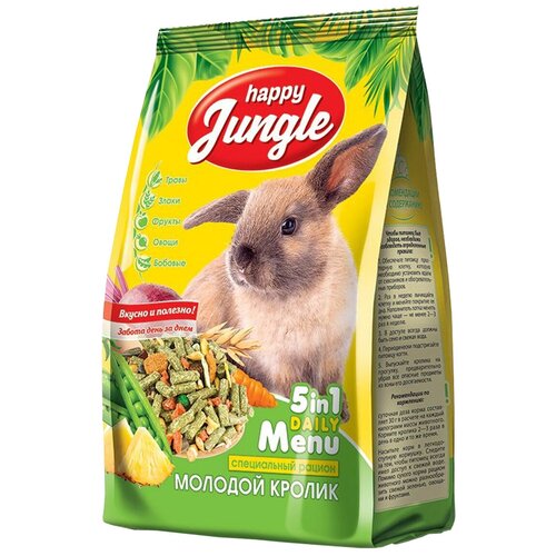 Корм для молодых кроликов Happy Jungle 5 in 1 Daily Menu Специальный рацион , 400 г