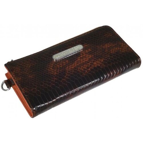 фото Кошелек sergio valentini, фактура лаковая, под рептилию, коричневый