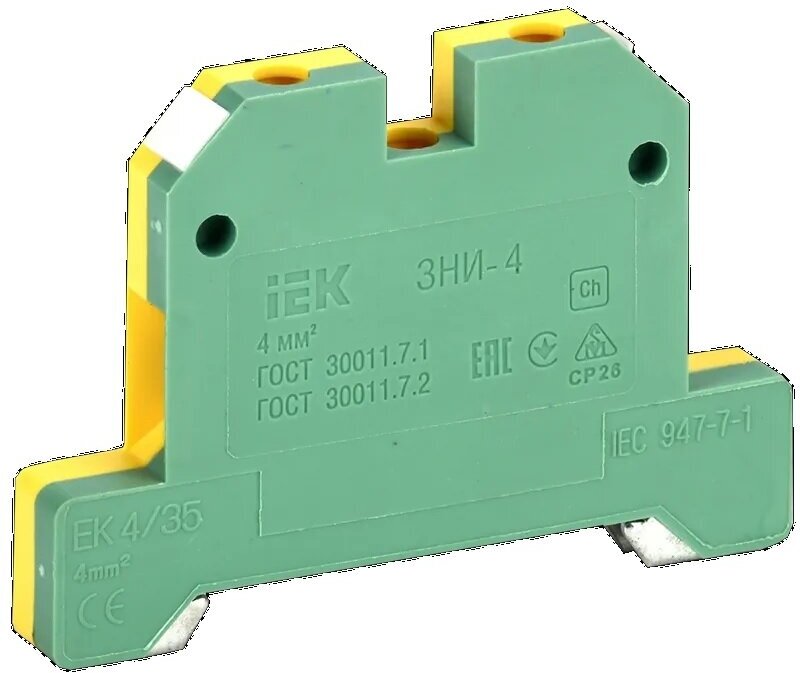 Зажим наборный ЗНИ-4PEN 4мм2 (JXB-земля) IEK одно- и многополюсная клемма/клеммная колодка YZN20-004-K52