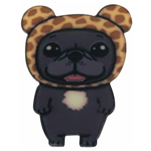 фото Значок бижутерный собака (замок-булавка, коричневый) 55393 otokodesign