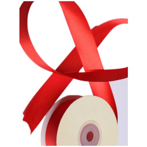Лента атласная 2,5 см. * 22 м. цвет красный. лента атласная для рукоделия и упаковки подарков 25 мм длина 22 метра цвет белый