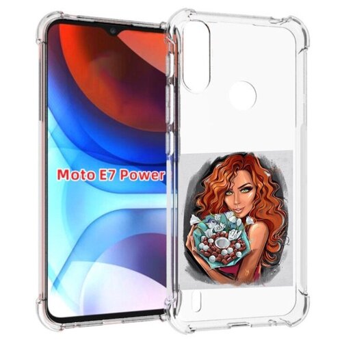 Чехол MyPads девушка-с-кокосовым-букетом женский для Motorola Moto E7 Power задняя-панель-накладка-бампер