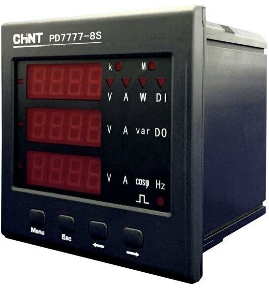 765098 Прибор измерительный многофункциональный CHINT PD7777-8S4 3ф 5А RS-485 120х120 LED дисплей 380В