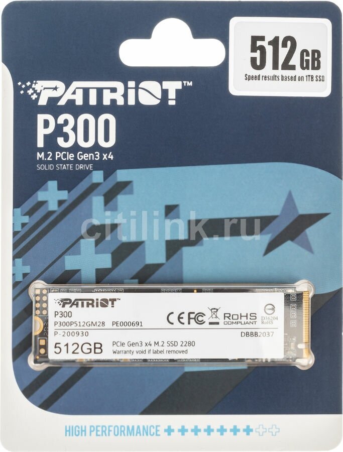 SSD диск PATRIOT MEMORY PATRIOT P300 M.2 2280 512Гб PCI-E 3.0x4 NVMe NAND 3D (P300P512GM28) - фотография № 10