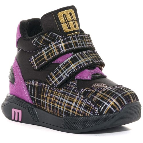 фото Ботинки minimen, демисезонные, натуральная кожа, размер 21, черный, фиолетовый
