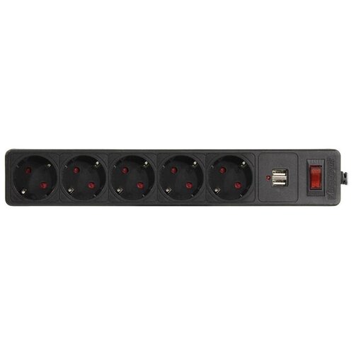 Сетевой фильтр SmartBuy 5 Sockets 1.8m Black SBSP-18U-K