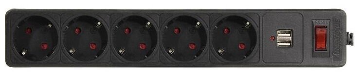 фото Сетевой фильтр SmartBuy 5 Sockets 1.8m Black SBSP-18U-K