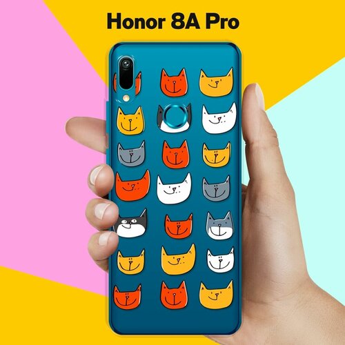 Силиконовый чехол Узор из котов на Honor 8A Pro силиконовый чехол узор из сердец на honor 8a