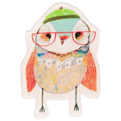 фото Значок бижутерный сова (замок-булавка, разноцветный) 51595 otokodesign