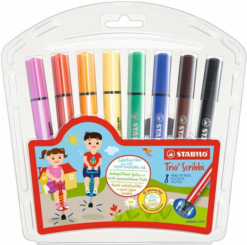 Фломастер TRIO Scribbi  стабило трио цветные фломастеры  8 цв