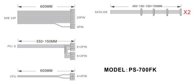 Блок питания 1STPLAYER FK 700W PS-700FK - фотография № 2