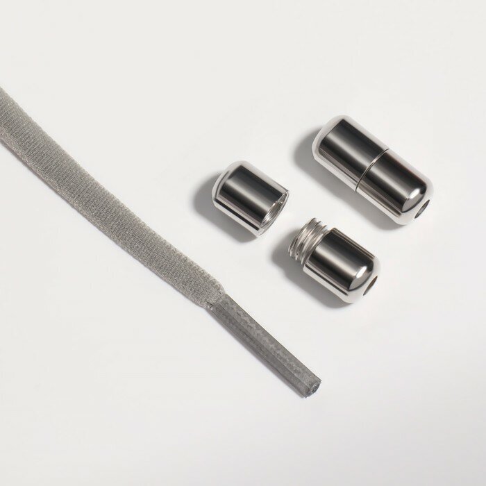 Шнурки с круг сечением 5мм 100±5 см (пара) эласт с эглетом сер пакет OT 9398401