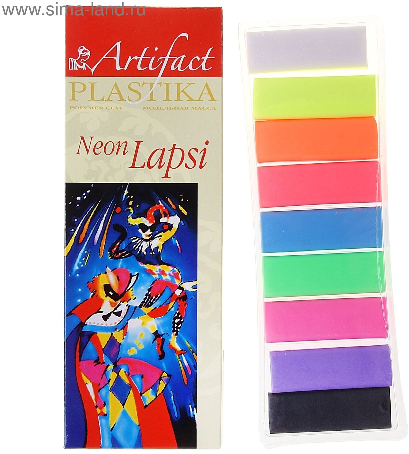 Набор пластика - полимерная глина, LAPSI NEON, 9 цветов по 20 г