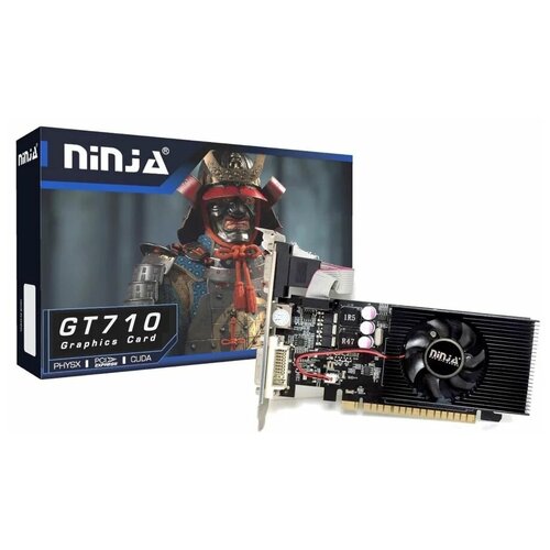 Видеокарта Ninja GT710 1GB 64bit DDR3 DVI HDMI CRT PCIE видеокарта ninja gt240 pcie 96sp 1g 128bit ddr3 dvi hdmi crt