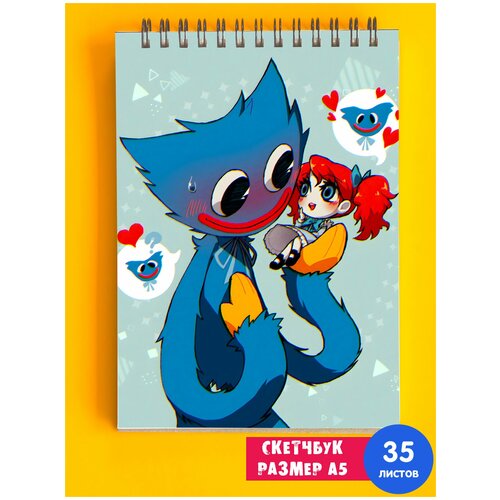 Скетчбук - Альбом для рисования - тетрадь - записная книжка - блокнот А5 Хагги Вагги Кисси Мисси Poppy Playtime